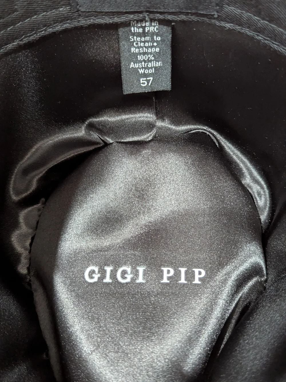 GIGI PIP Black Satin-Lined Wool Hat